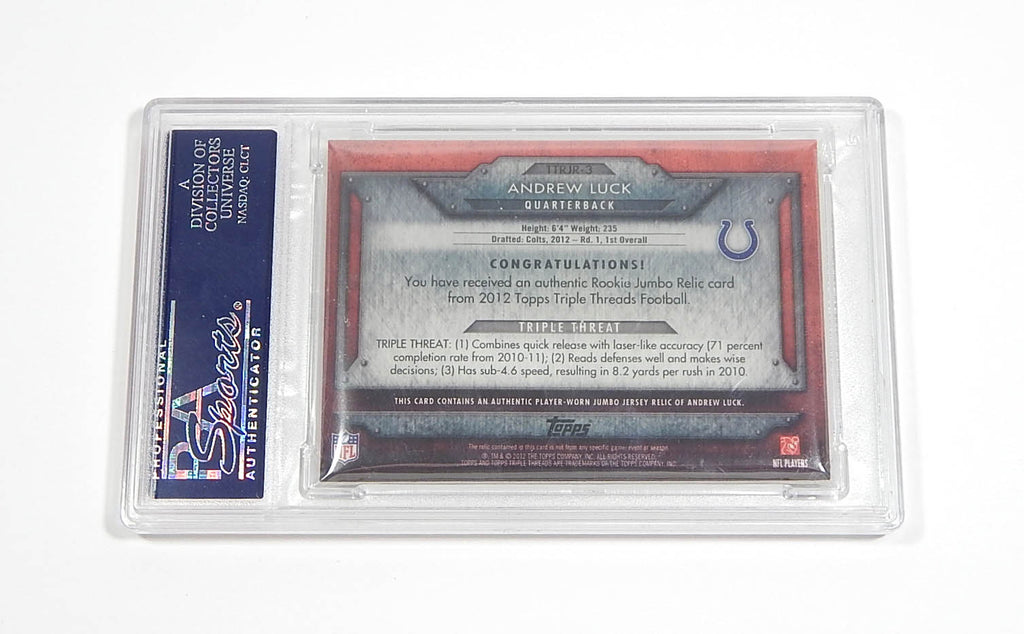 2012 Topps Triple Threads Rookie Jumbo Relics Andrew Luck RC #RR1 Jsy /99 PSA 10 Pic2