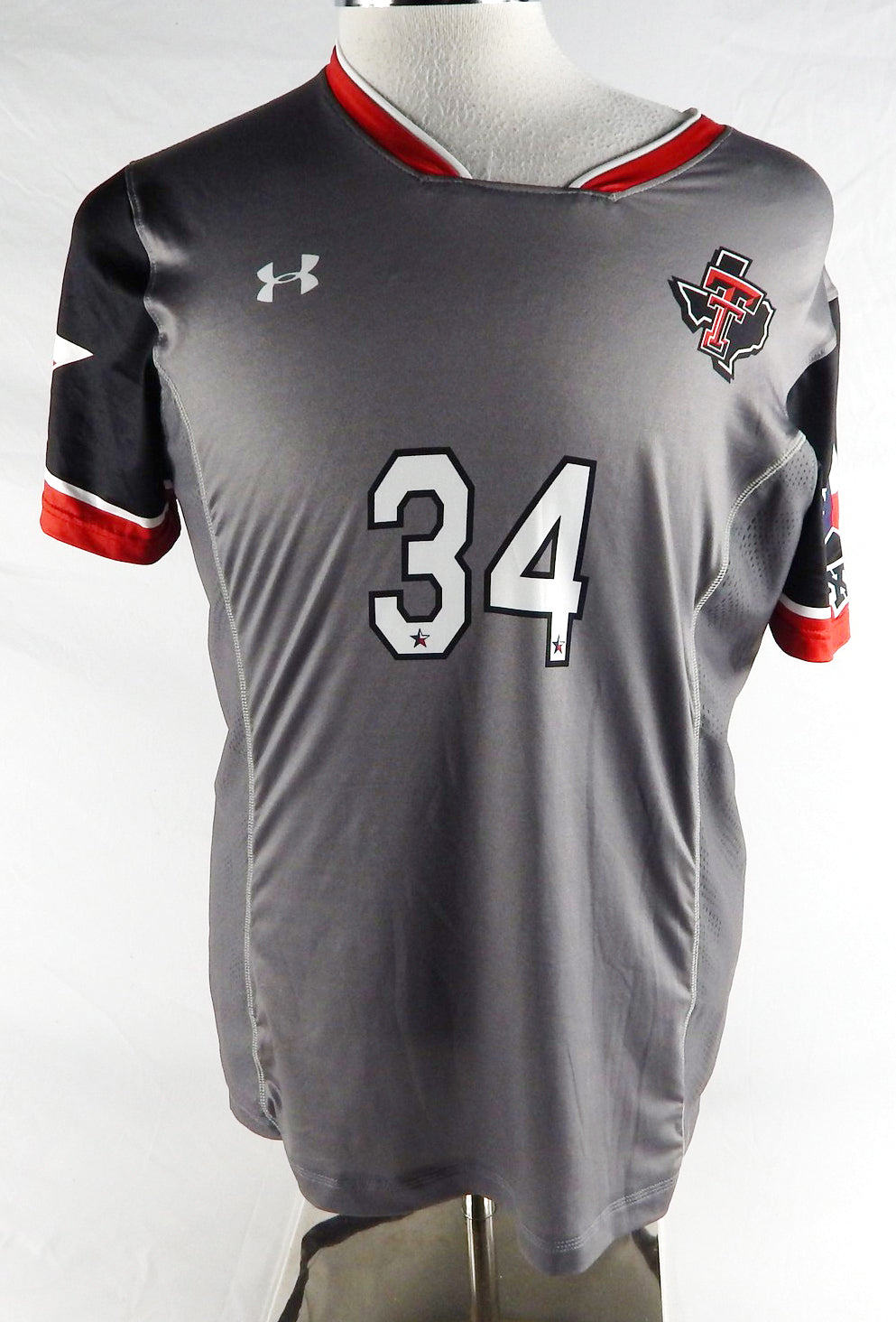 2021 Texas Tech Red Raiders #34 Game Issued P Used Grey Jersey Womens Soccer L 6