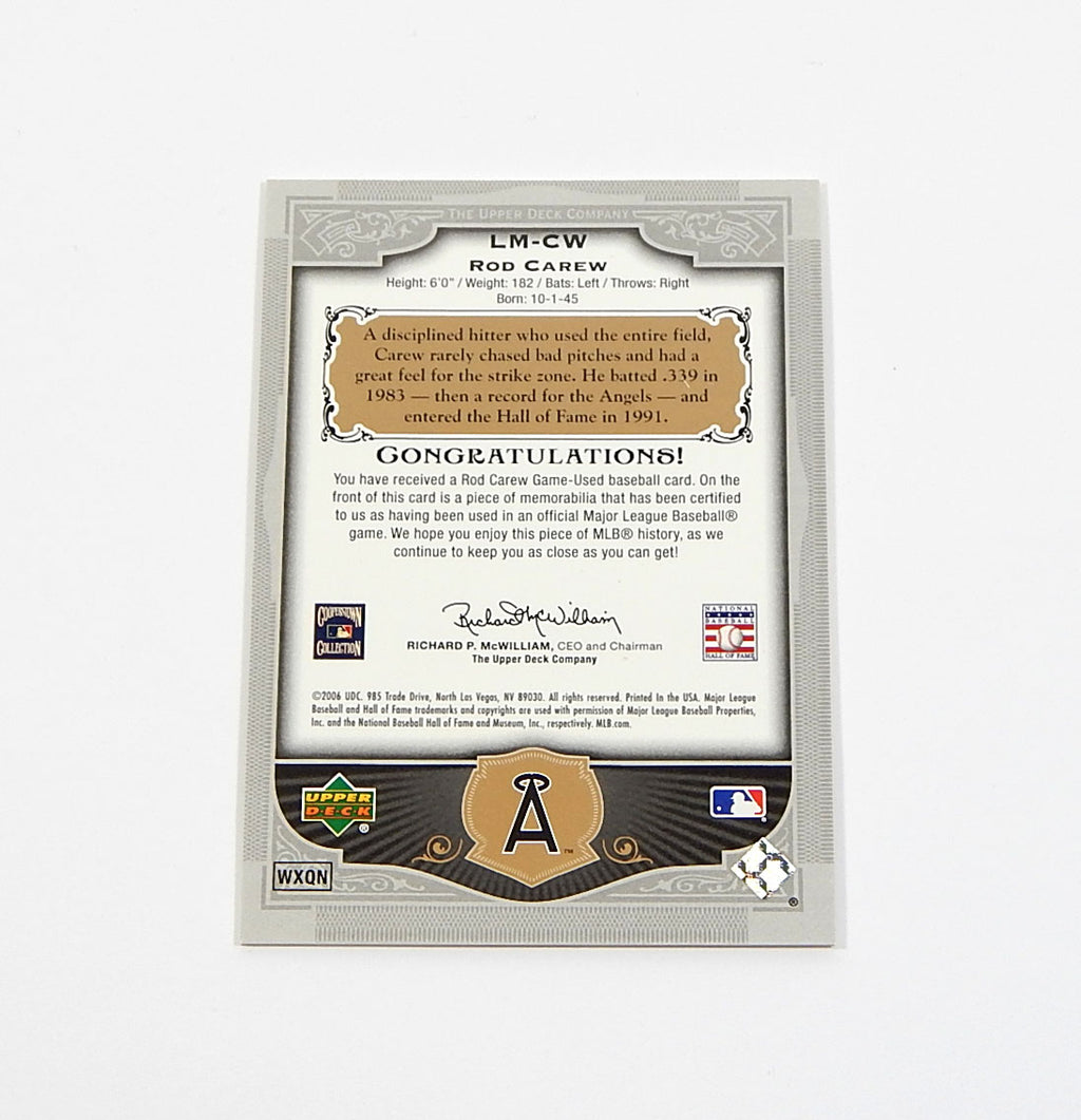 2006 SP Legendary Cuts Legendary Materials Gold Rod Carew GU Jersey #'d /225 Pic2