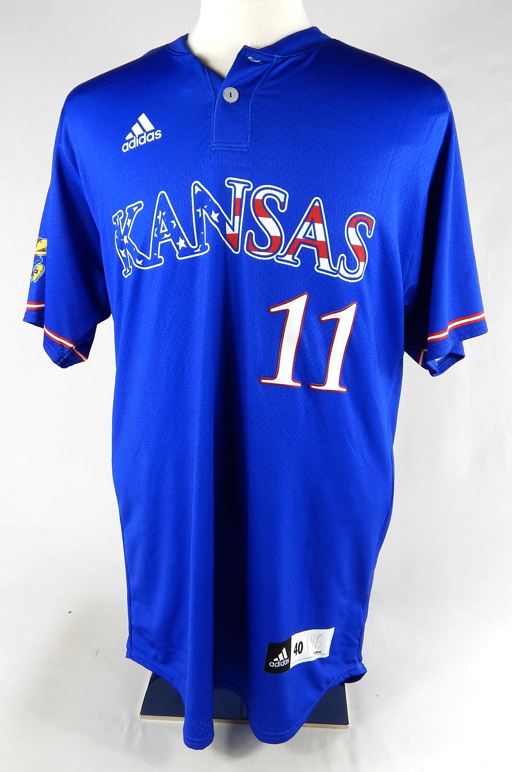 Kansas Jayhawks #11 Game Used Blue Jersey Baseball 40 084