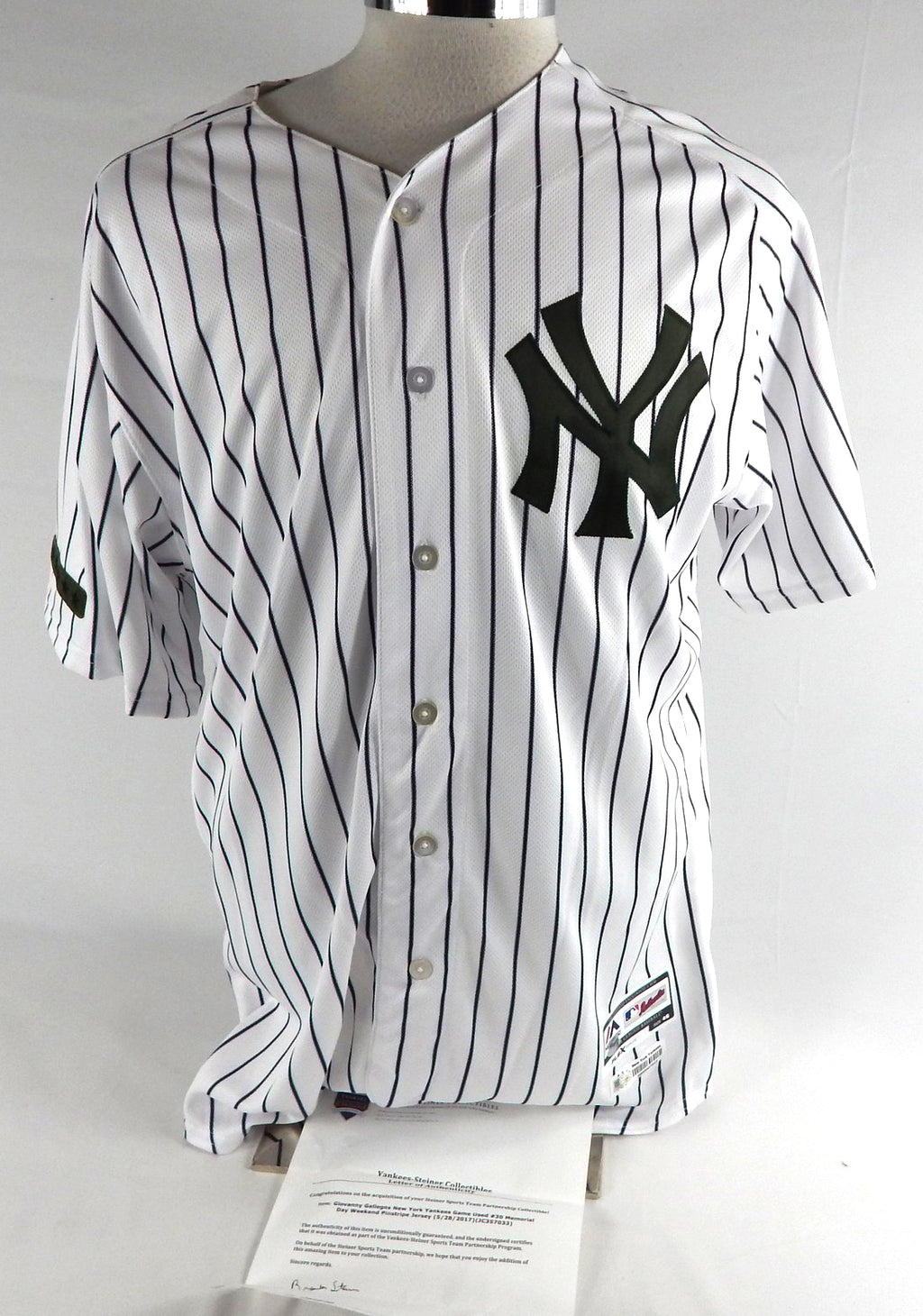 2017 New York Yankees Giovanny Gallegos #30 Game Used White Jersey Memorial 46 7