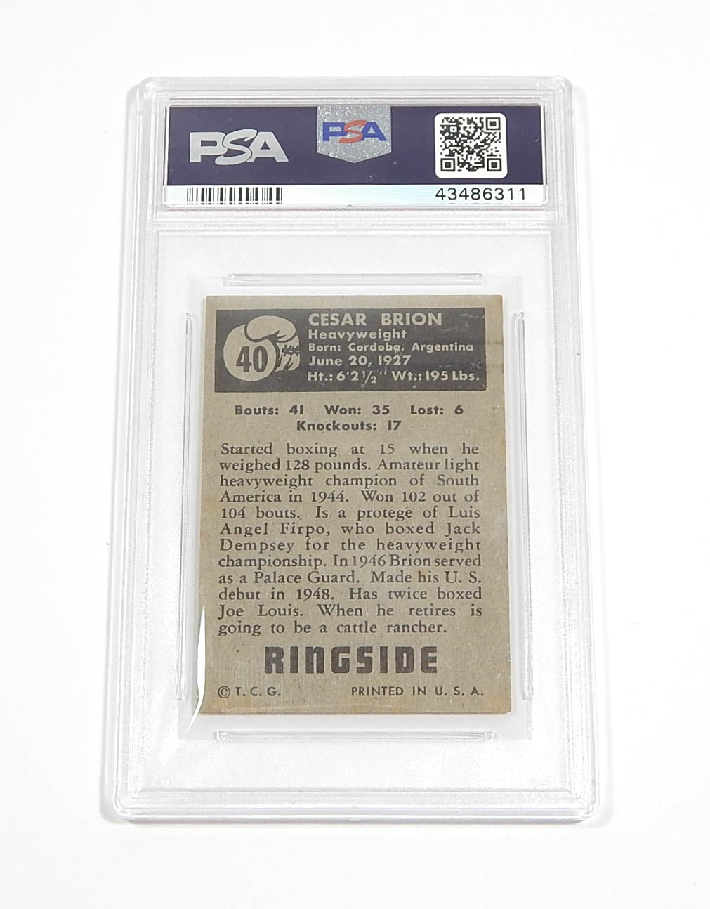 1951 Topps Ringside Cesar Brion #40 PSA 5 Pic2