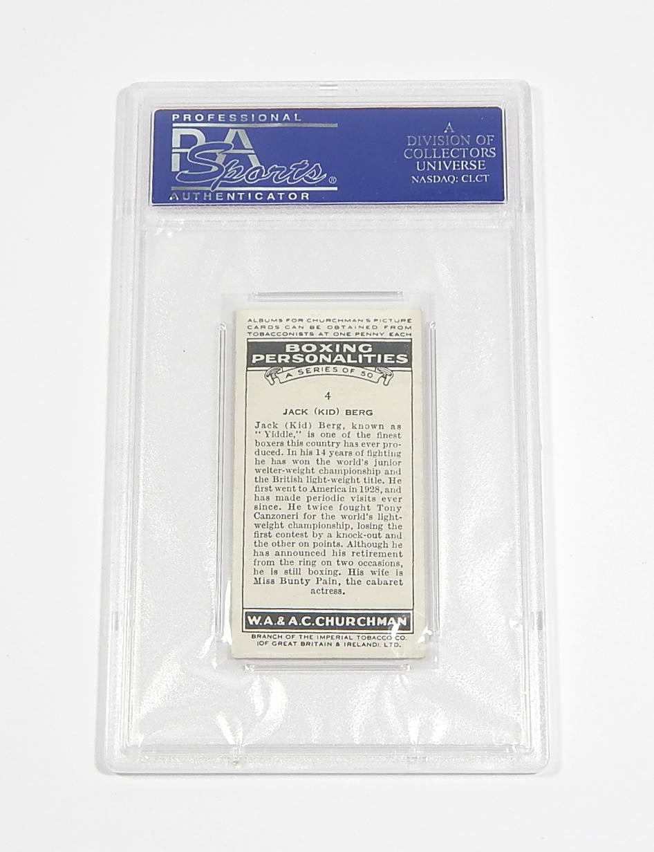 1938 WA & AC Churchman Boxing Personalities Jack Kid Berg #4 PSA 6 Pic2