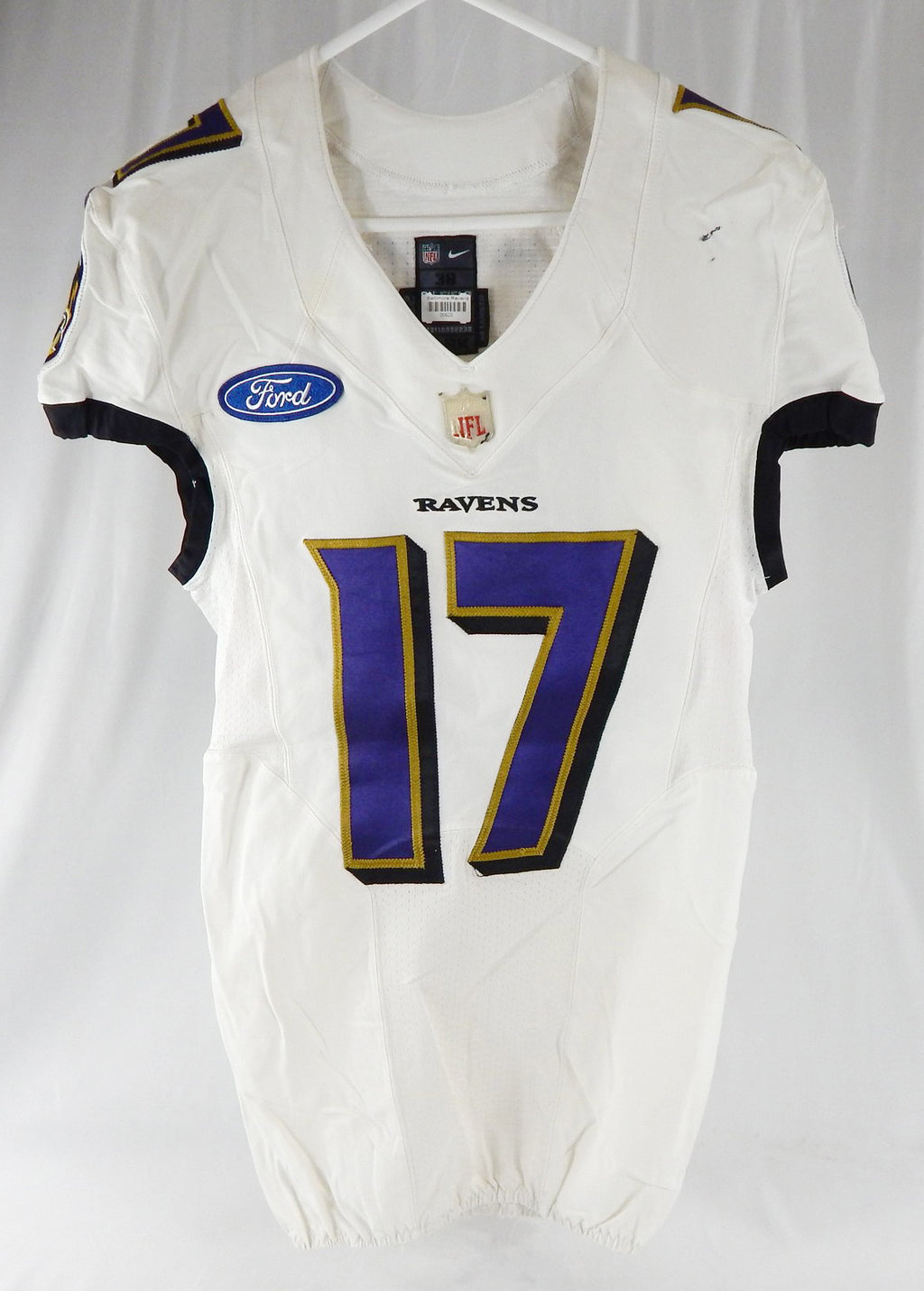 2018 Baltimore Ravens Deon Cain #17 Game Used White Practice Jersey Ford P 1