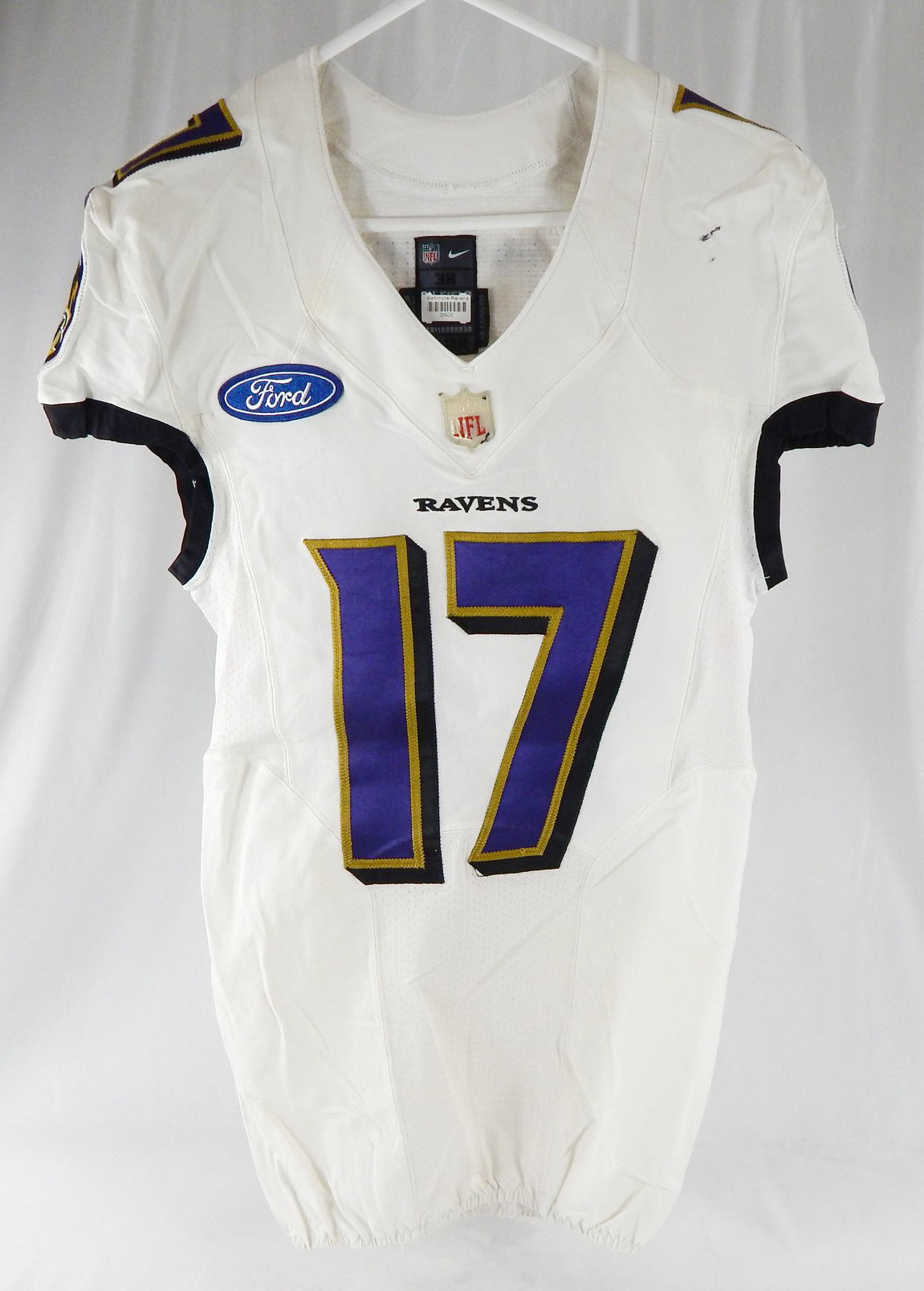 2018 Baltimore Ravens Deon Cain #17 Game Used White Practice Jersey Ford P 1