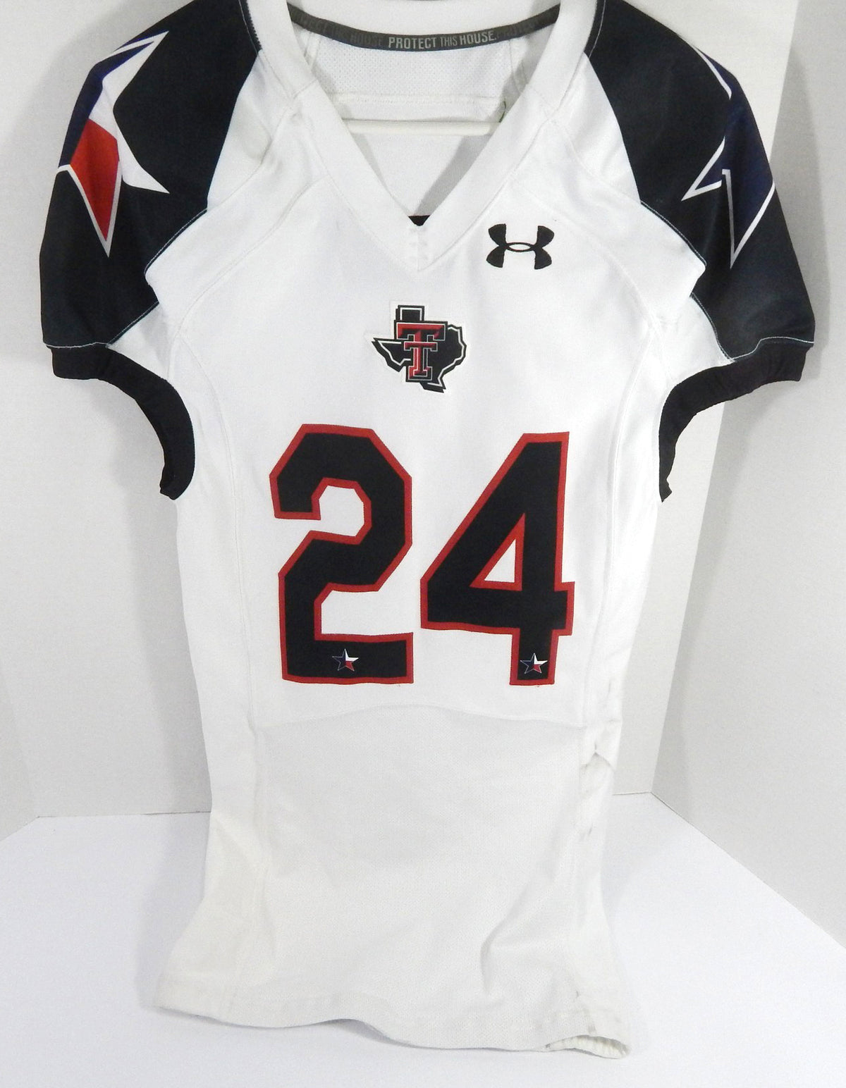2013 Texas Tech Red Raiders #24 Game Used White Jersey Lone Star Pride NP R 44 0