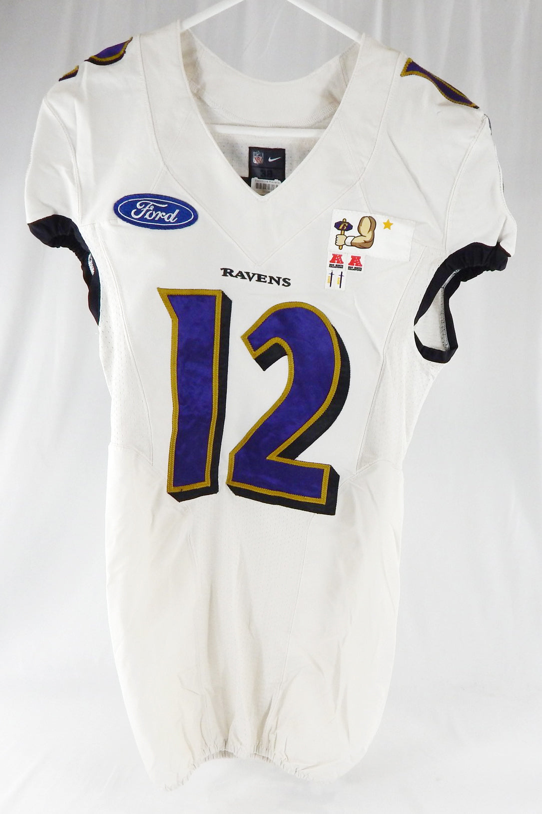 2016 Baltimore Ravens Jaleel Scott #12 Game Used White Jersey Honor Patch 5