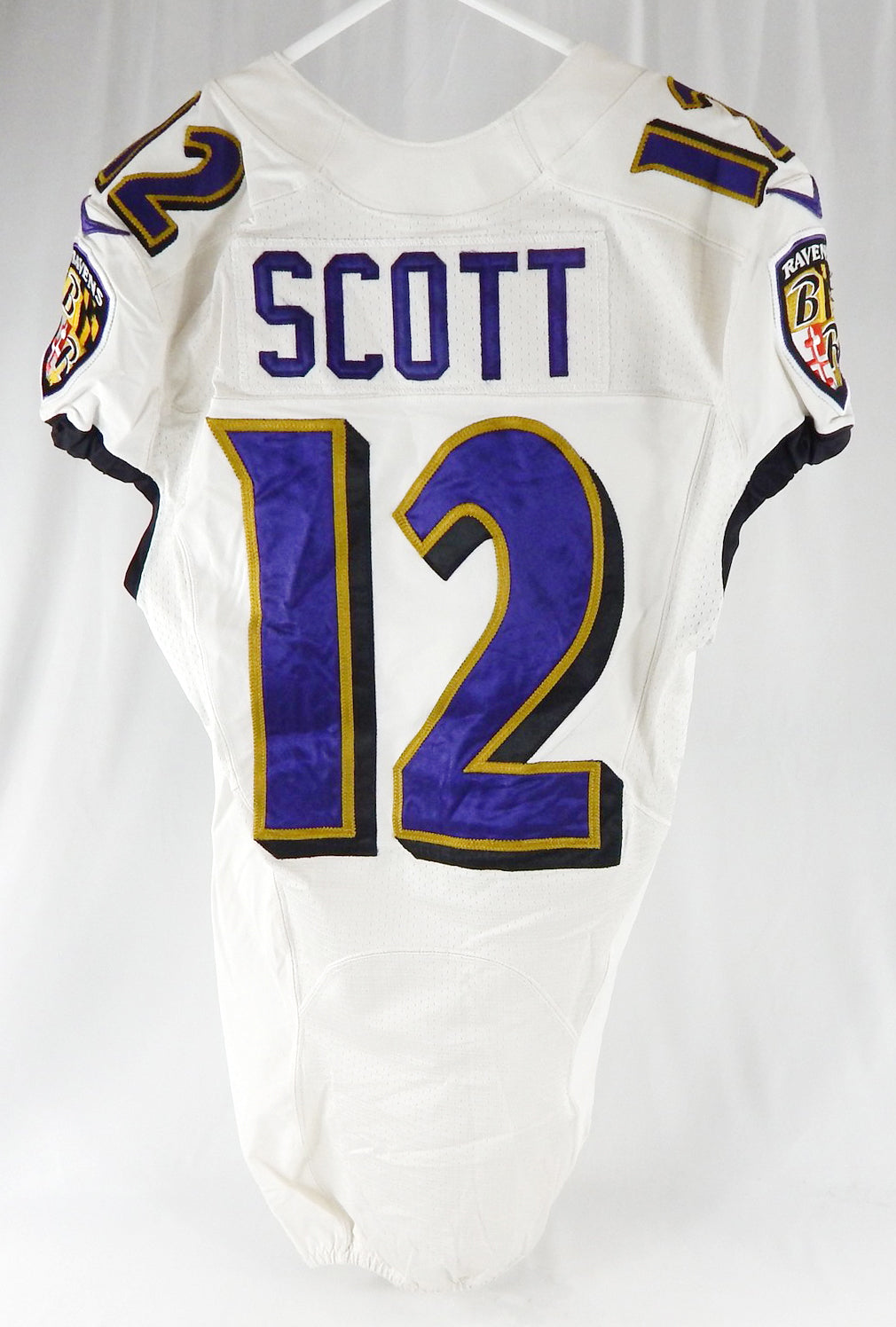 2016 Baltimore Ravens Jaleel Scott #12 Game Used White Jersey Honor Patch 5 Pic2