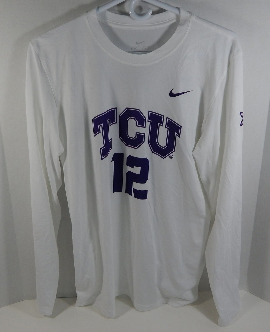 Texas Christian Uni TCU Horn Frogs #12 White Womens Soccer Game Used Jersey 32