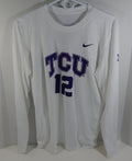 Texas Christian Uni TCU Horn Frogs #12 White Womens Soccer Game Used Jersey 32