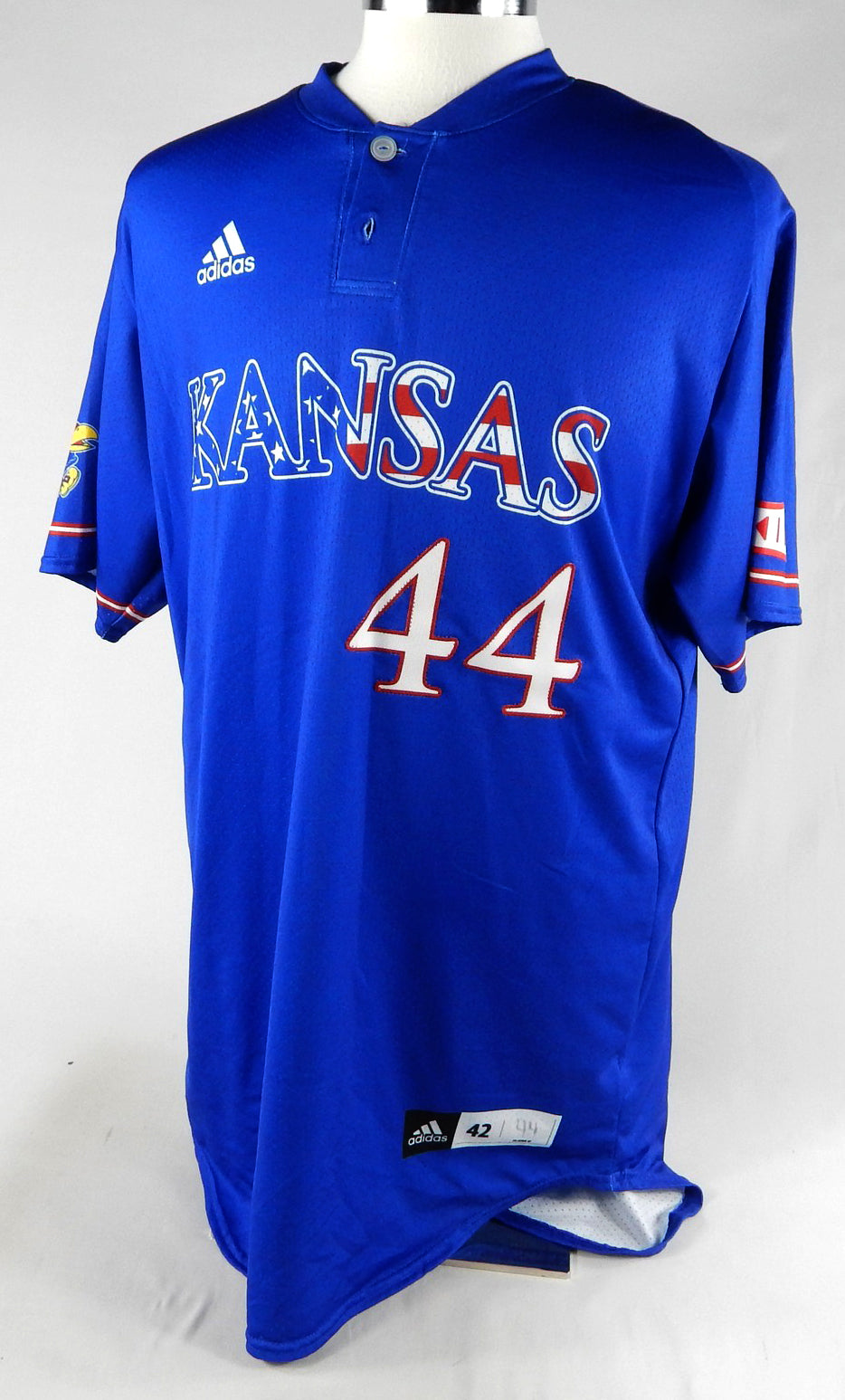 Kansas Jayhawks #44 Game Used Blue Jersey Baseball 42 092