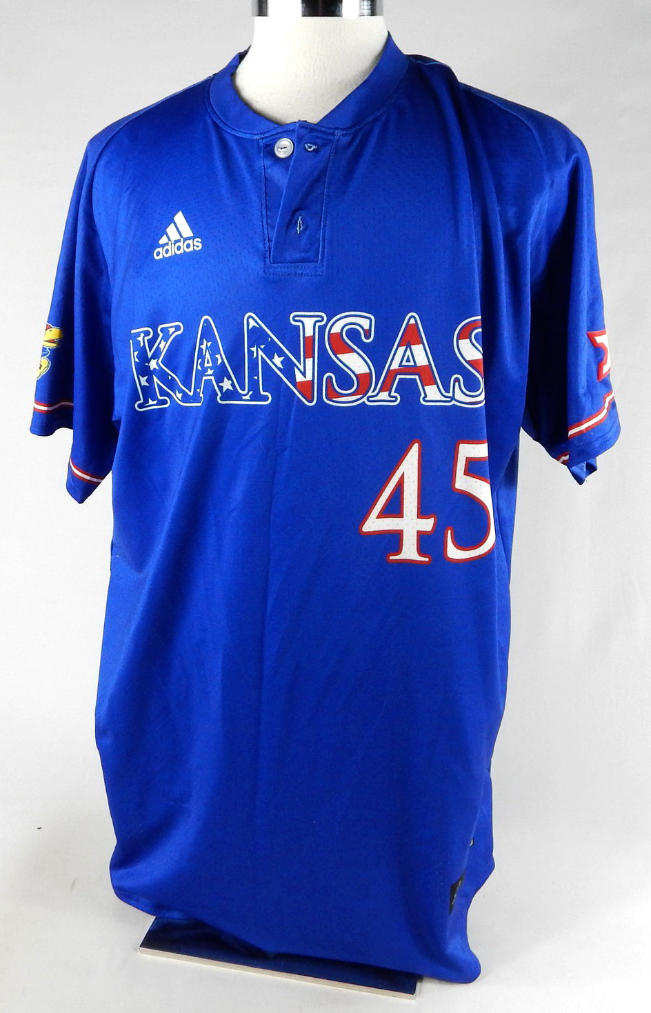 Kansas Jayhawks #45 Game Used Blue Jersey Baseball 42 093