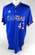 Kansas Jayhawks #42 Game Used Blue Jersey Baseball 42 098