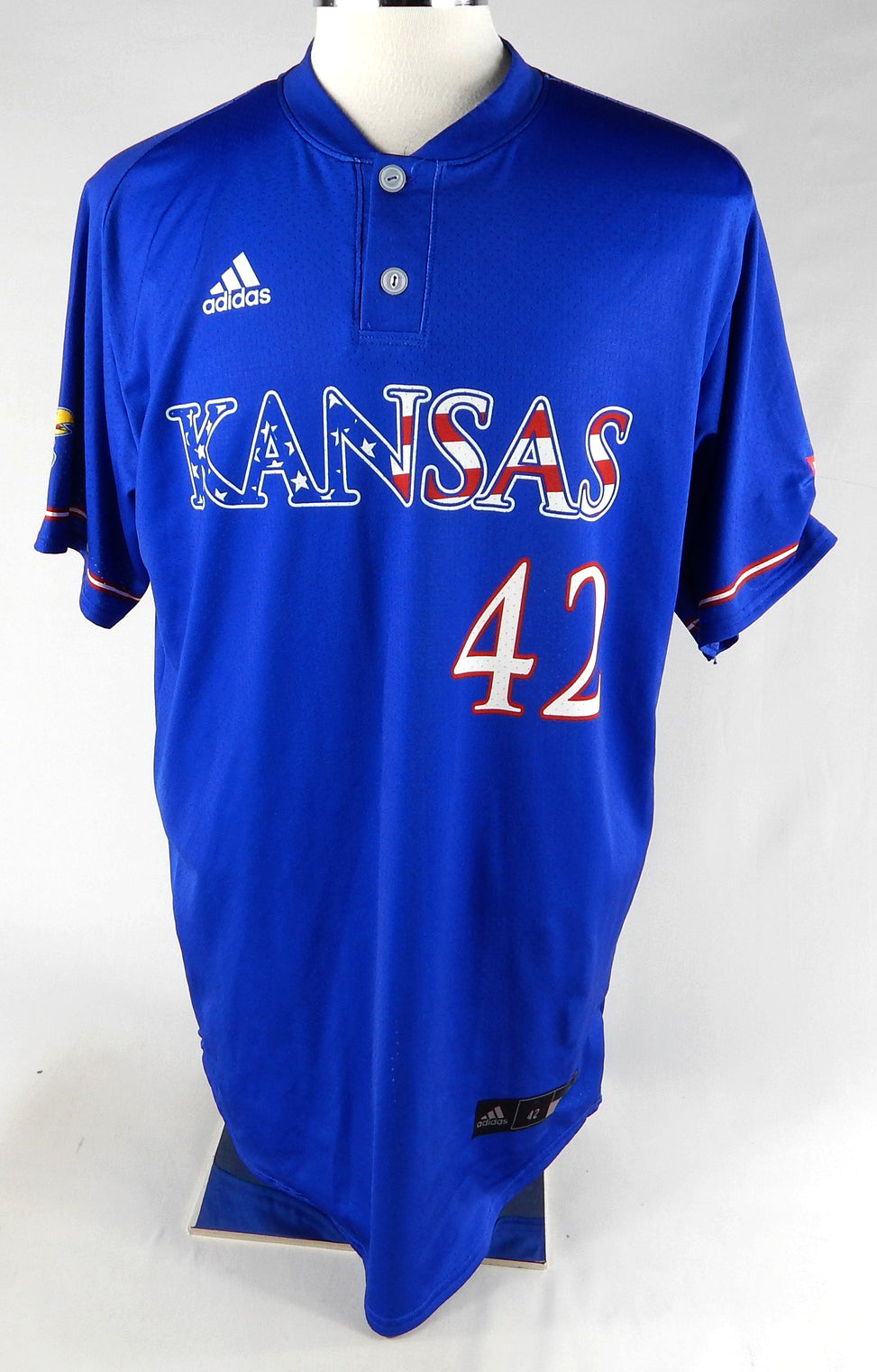 Kansas Jayhawks #42 Game Used Blue Jersey Baseball 42 098