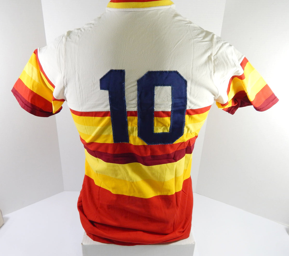1980s IUPUI Metros #10 Game Used Yellow Red Baseball Jersey Sand Knit 40 DP52940