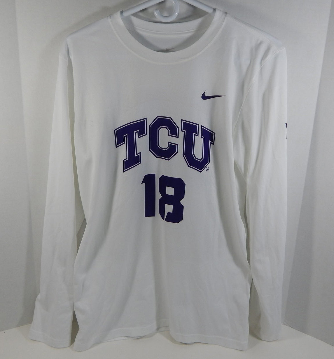 Texas Christian Uni TCU Horn Frogs #18 White Womens Soccer Game Used Jersey 39