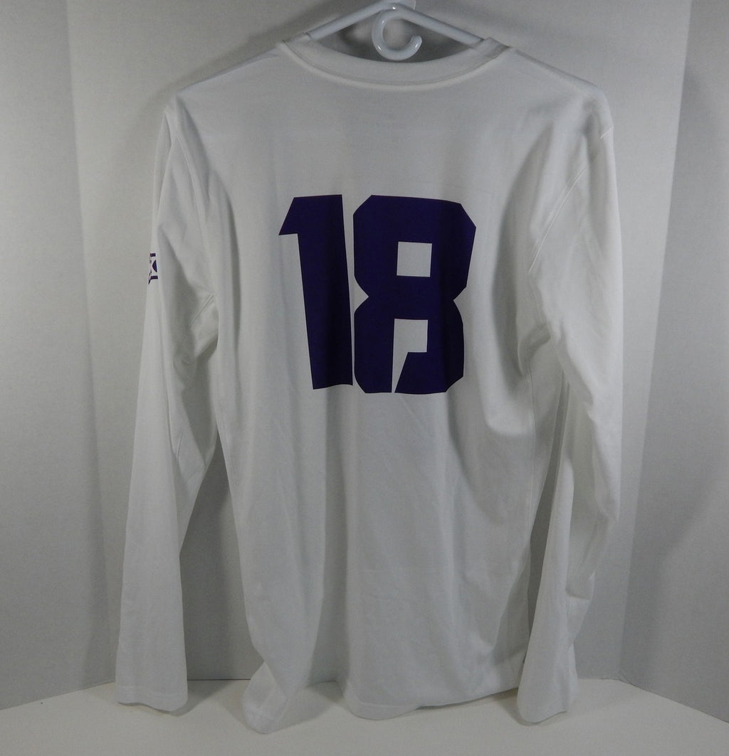 Texas Christian Uni TCU Horn Frogs #18 White Womens Soccer Game Used Jersey 39 Pic2