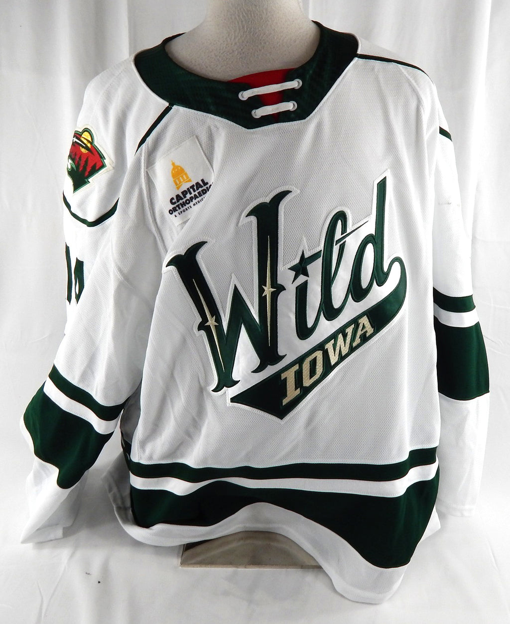 2023-25 Iowa Wild Gavin Hain #14 Game Used White Jersey 56 456