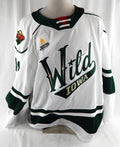 2023-25 Iowa Wild Gavin Hain #14 Game Used White Jersey 56 456