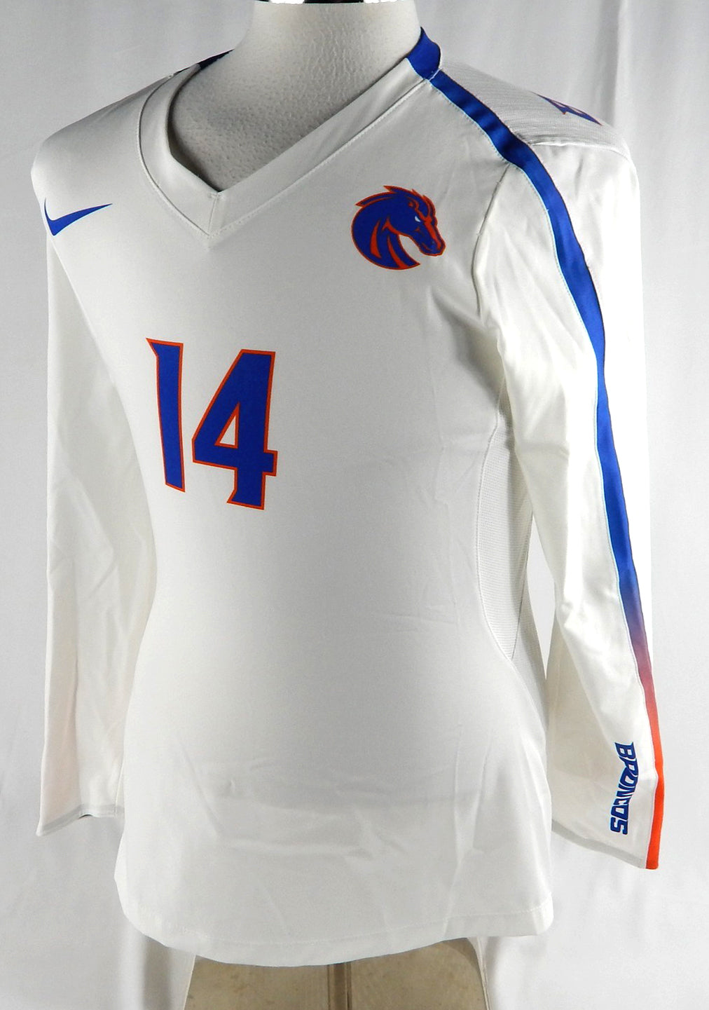 2018 Boise State Broncos #14 Game Used White Jersey Womens Volleyball M 823