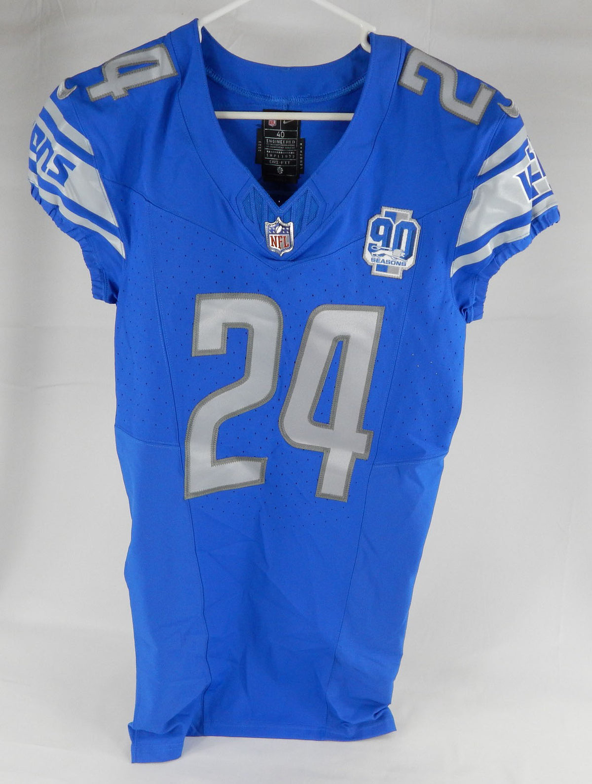 2023 Detroit Lions Colby Richardson #24 Game Issued Blue Jersey 90th Patch 40 9