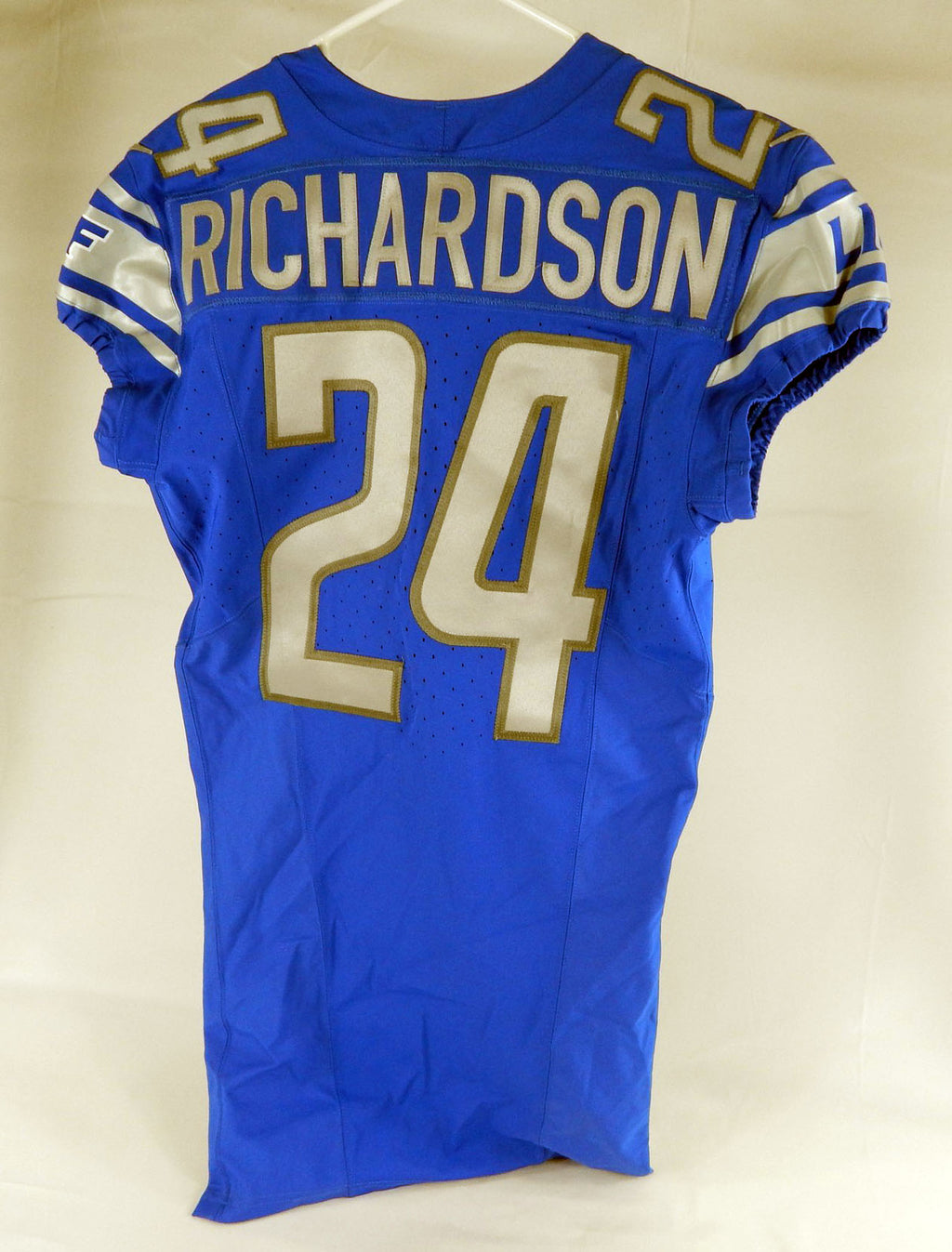 2023 Detroit Lions Colby Richardson #24 Game Issued Blue Jersey 90th Patch 40 9 Pic2