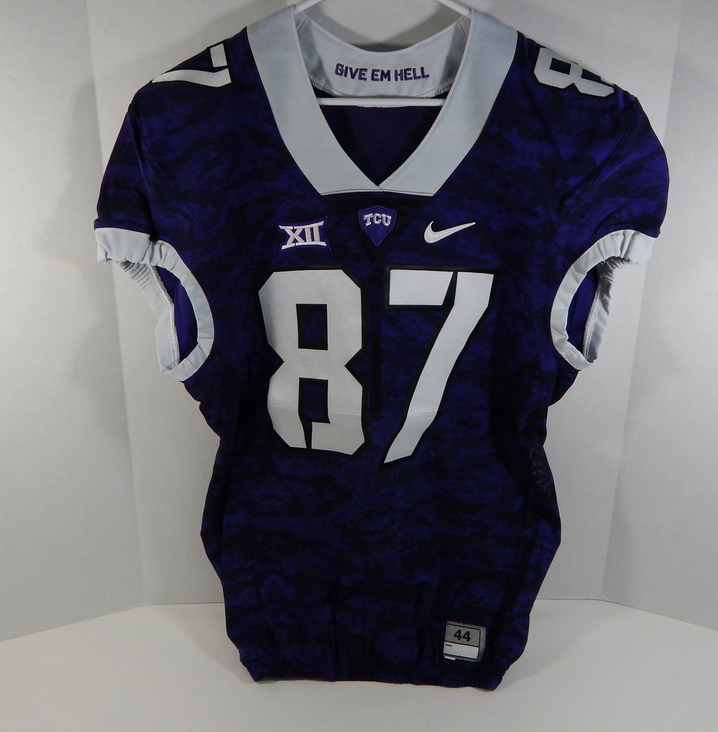 2015-18 Texas Christian TCU Horn Frogs #87 Game Issued Purple Frogskin Jersey 79