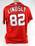 2023 Washington Nationals Brady Lindsly #82 Game Issued Pos Used Red Jersey 48 2