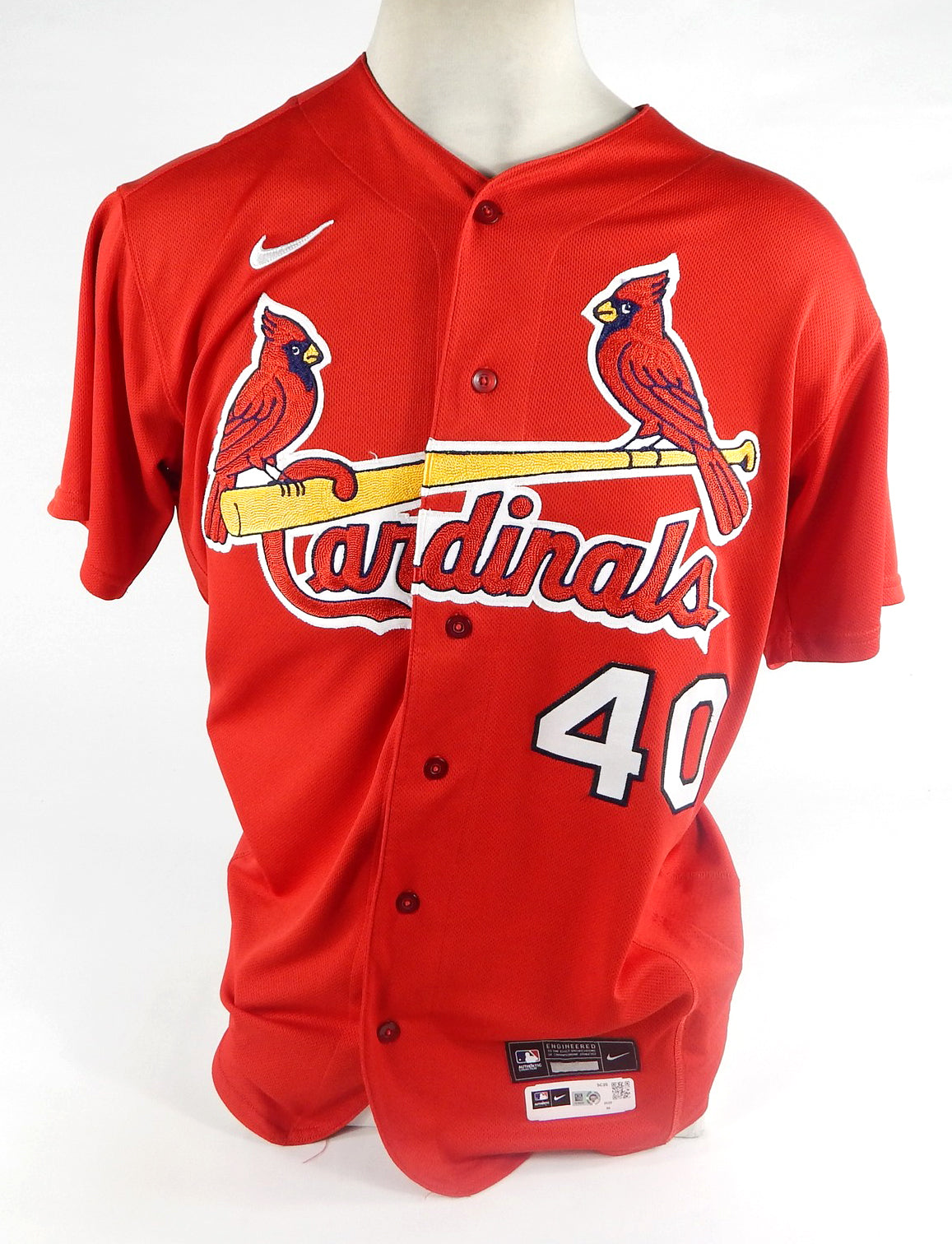 2020 St Louis Cardinals Jake Woodford #40 Game Issued P Used Red Jersey ST BP 7