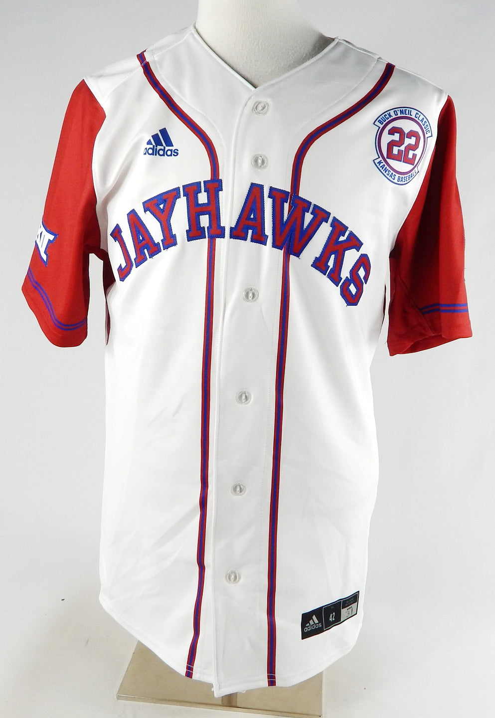 2022 Kansas Jayhawks #31 Game Used White Jersey Buck O'Neil Patch Baseball 42 7