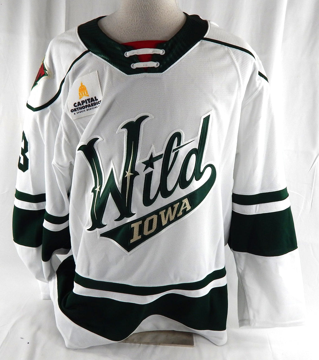 2024-25 Iowa Wild Ryan Sandelin #13 Game Used White Jersey 56 459