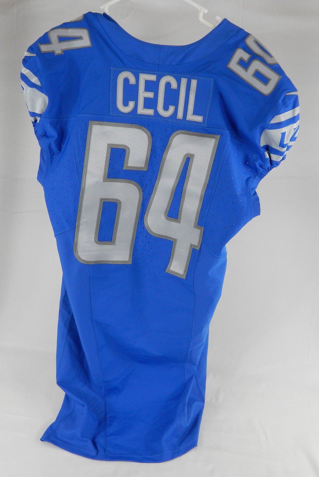2023 Detroit Lions Brad Cecil #64 Game Issued Blue Jersey 90th Patch 46+7 3 Pic2