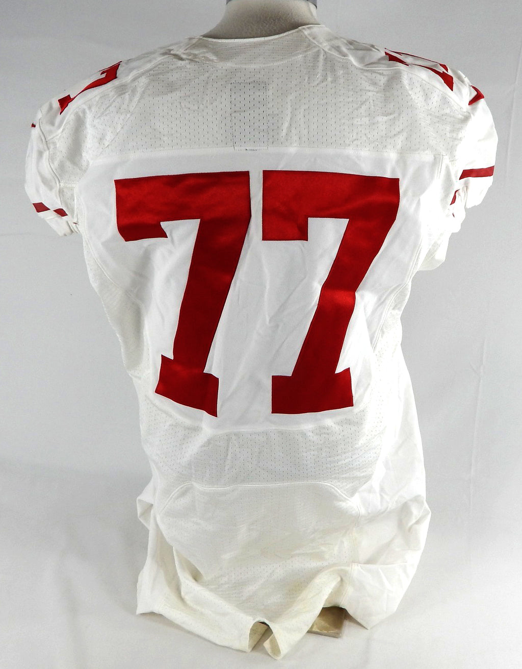 San Francisco 49ers Michael Iupati #77 Game Used White Jersey NP Rem 63 2013 Pic2
