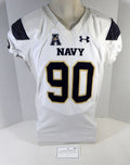 2017 Navy Academy Midshipmen #90 Game Used White Jersey Name Plate Removed 48 27