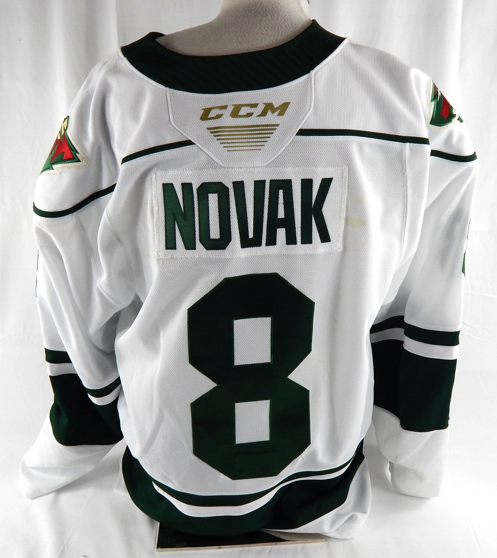 2020-21 Iowa Wild Pavel Novak #8 Game Used White Jersey Set 1 56 460 Pic2