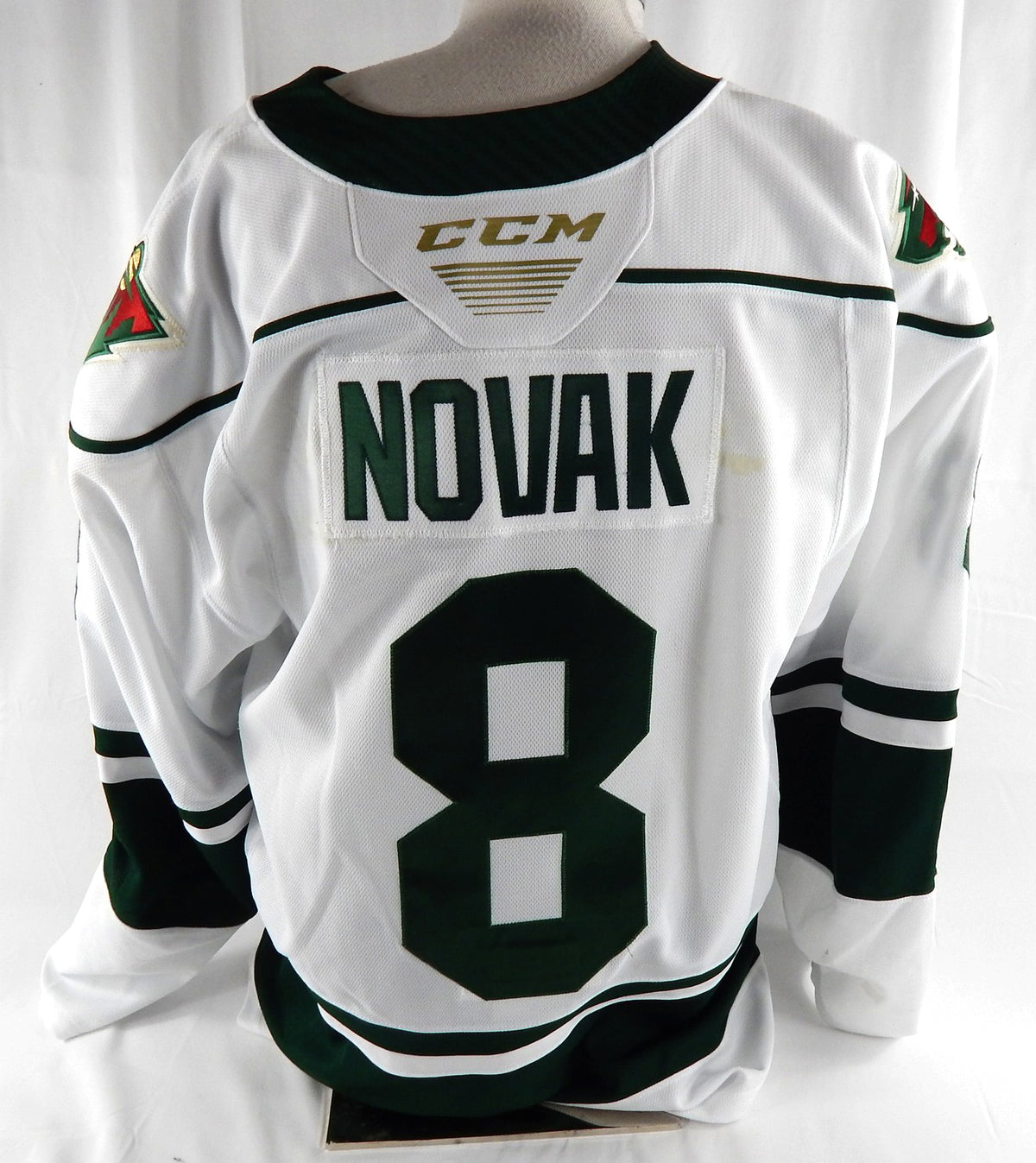 2020-21 Iowa Wild Pavel Novak #8 Game Used White Jersey Set 1 56 460 Pic2