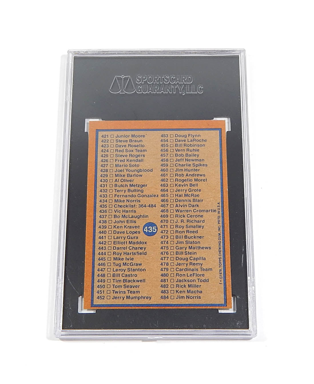 1978 Topps Baseball Checklist #435 SGC 98 = 10 Pic2