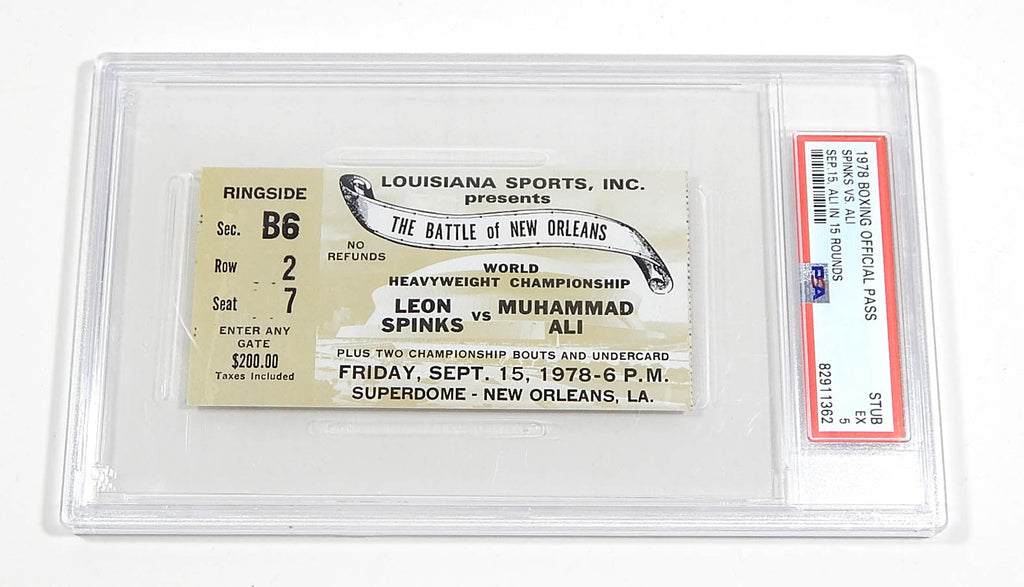 1978 Leon Spinks vs Muhammad Ali New Orleans 9/15/78 Boxing Ticket Stub PSA 5