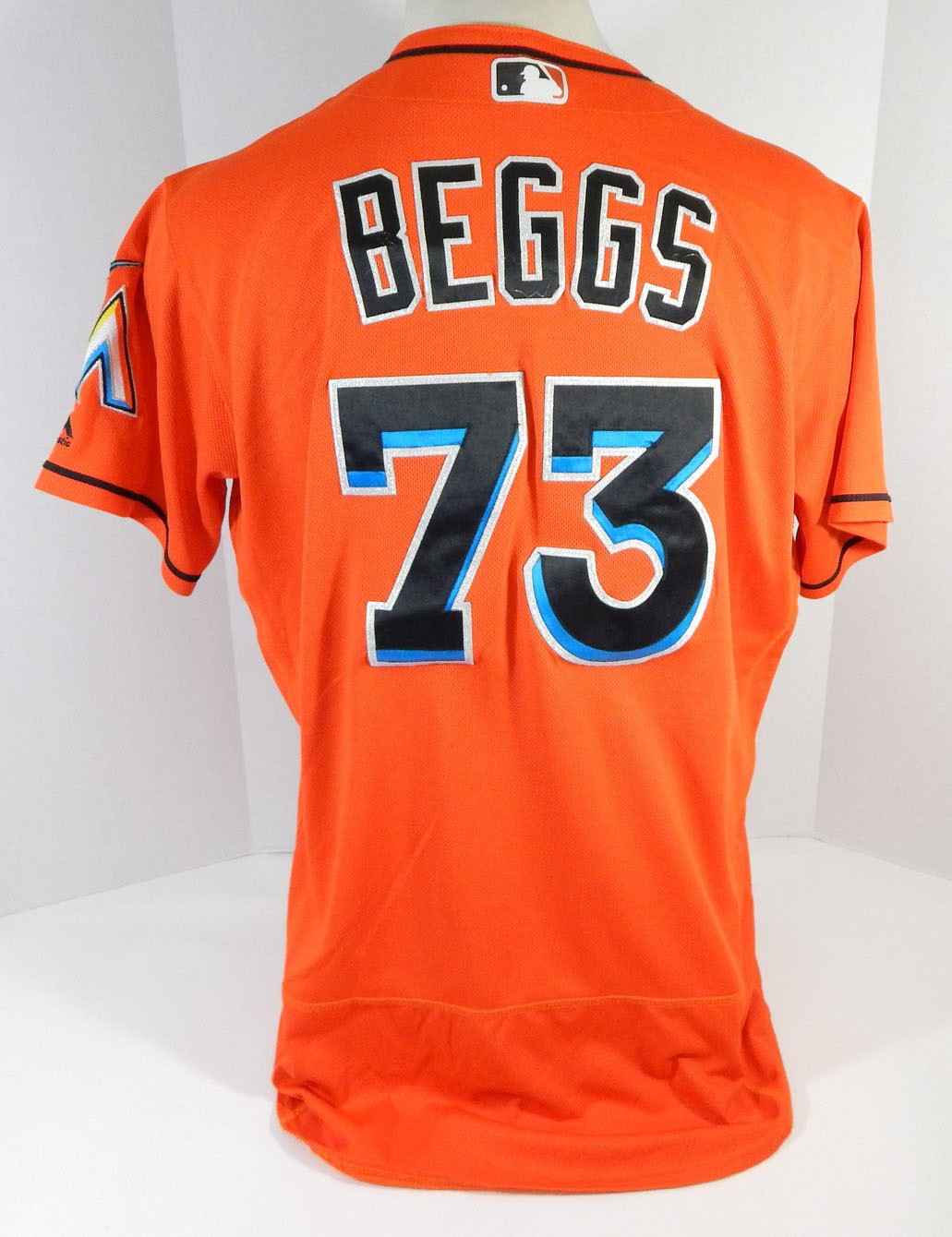 Miami Marlins Dustin Beggs #73 Game Used Orange Jersey DP13668