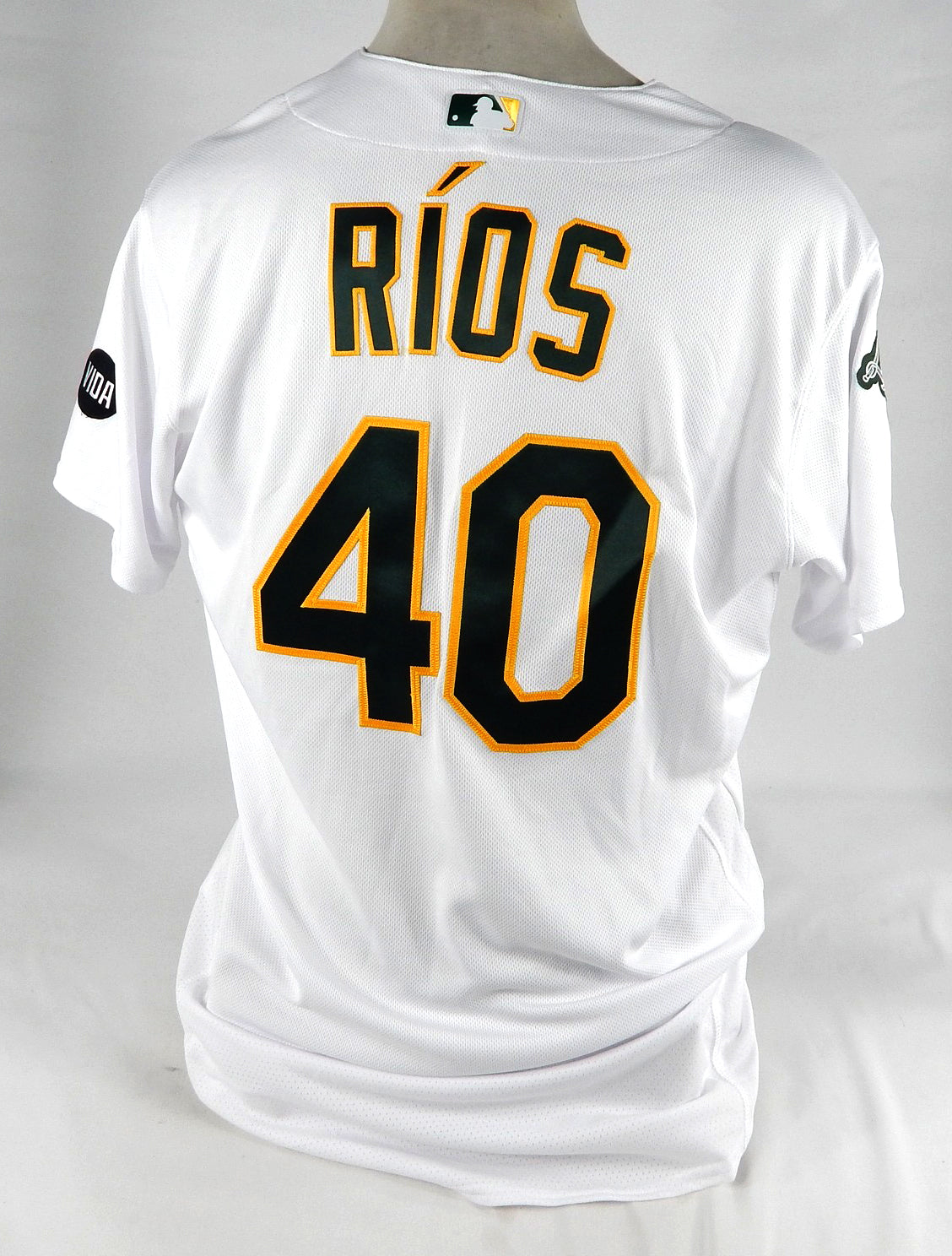 2023 Oakland Athletics Yacksel Rios #40 Game Issued White Jersey Sal Vida P 46 5 Pic2