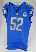 2023 Detroit Lions Demetrius Taylor #52 Game Issued Blue Jersey 90th Patch 1