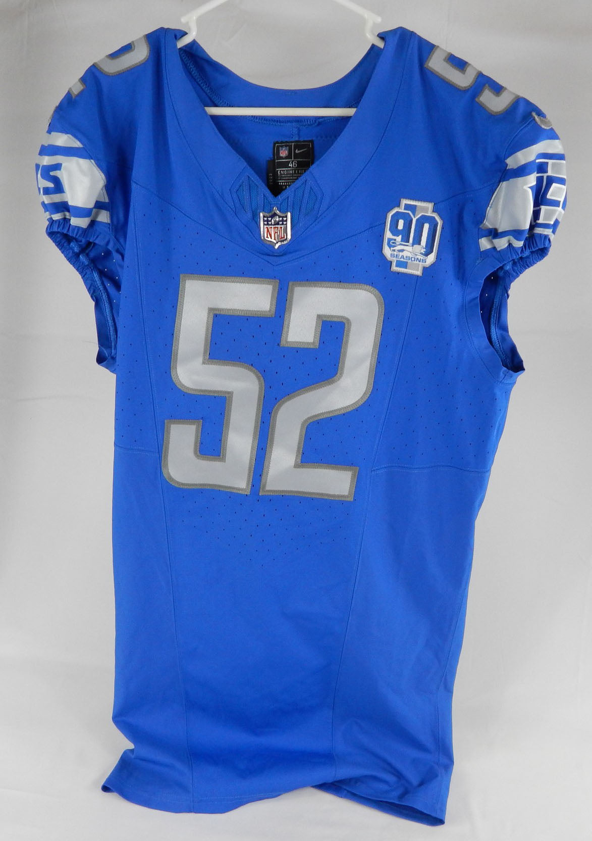 2023 Detroit Lions Demetrius Taylor #52 Game Issued Blue Jersey 90th Patch 1