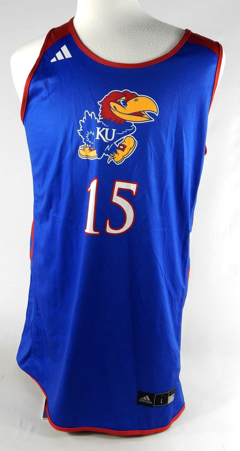 2023-24 Kansas Jayhawks #15 Game Used Blue Practice Jersey Basketball L 123