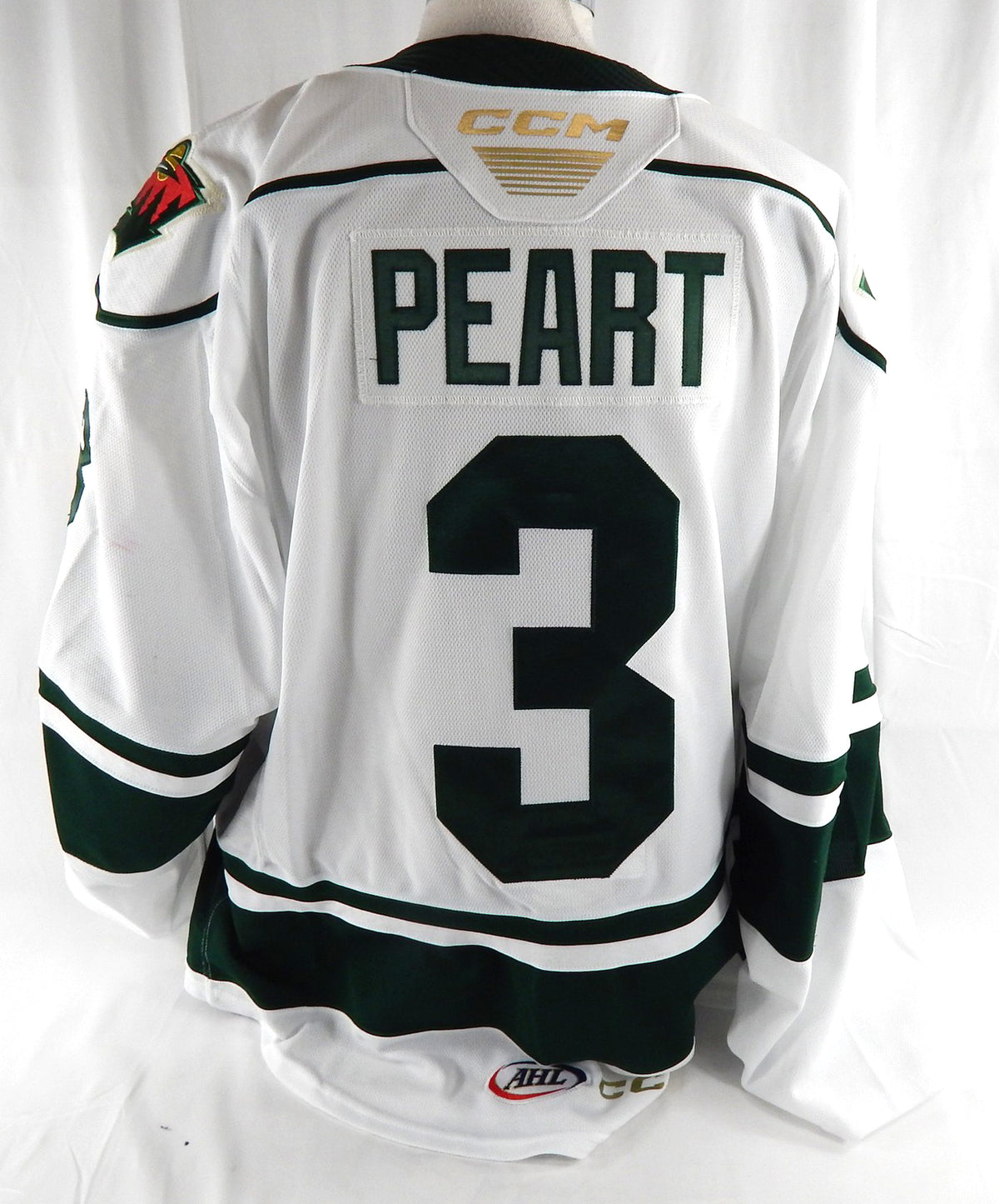 2023-26 Iowa Wild Jack Peart #3 Game Used White Jersey 56 468 Pic2