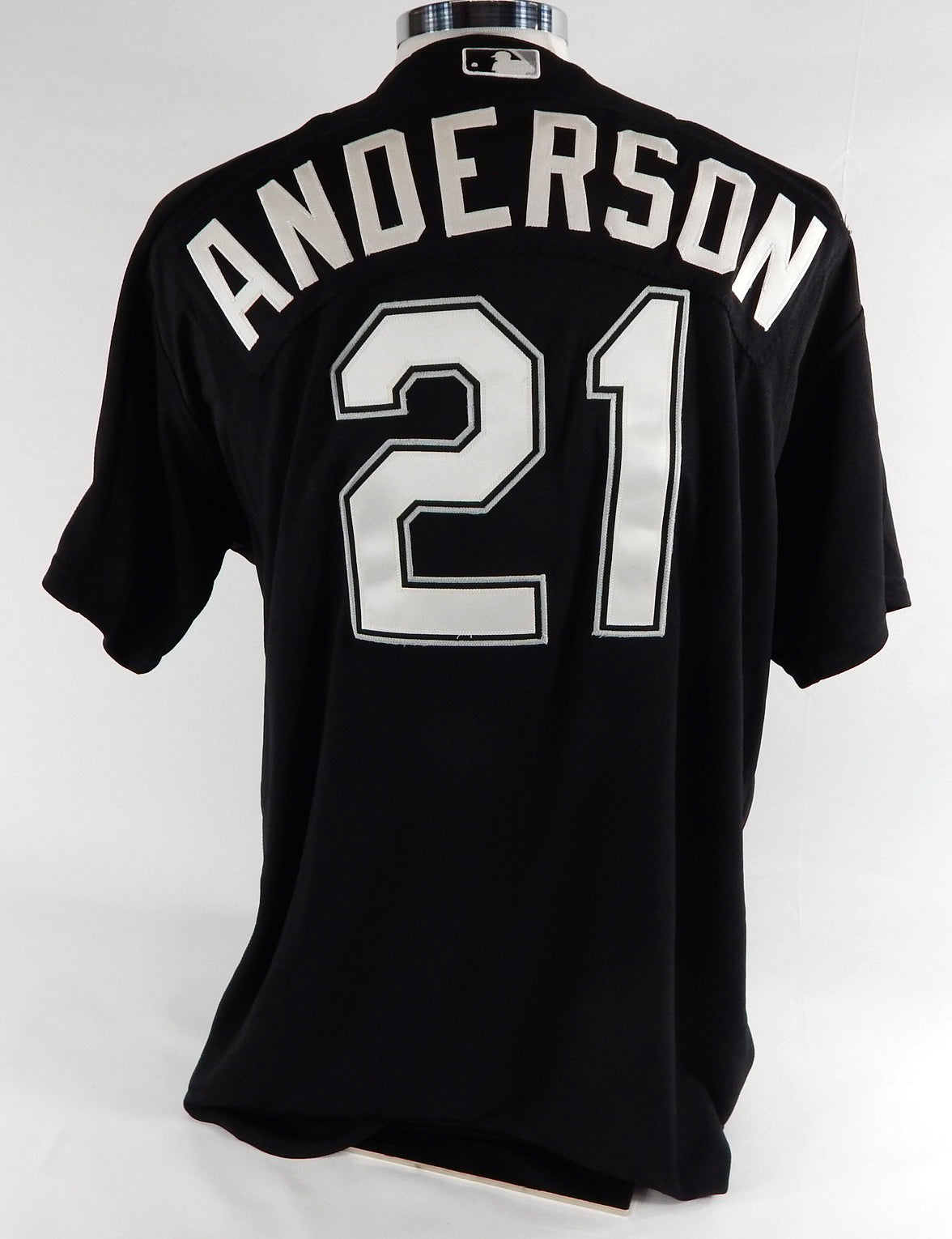 Chicago White Sox Anderson #21 Game Used Black Jersey ST BP 46 813 Pic2