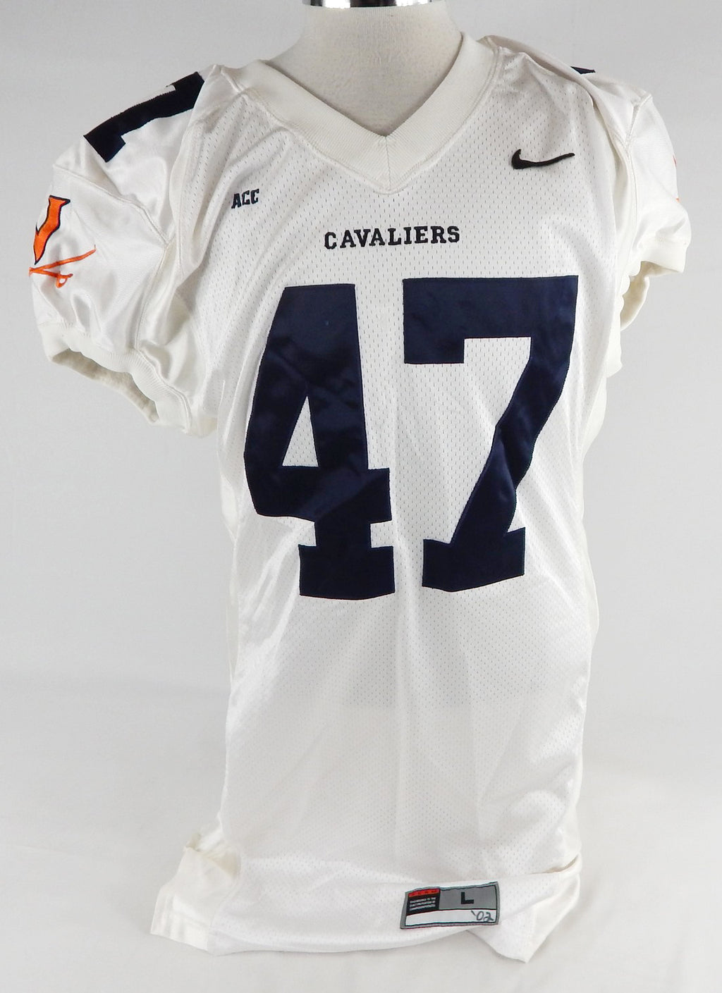 2002 Virginia Cavaliers #47 Game Used White Jersey Football NP Rem L 694