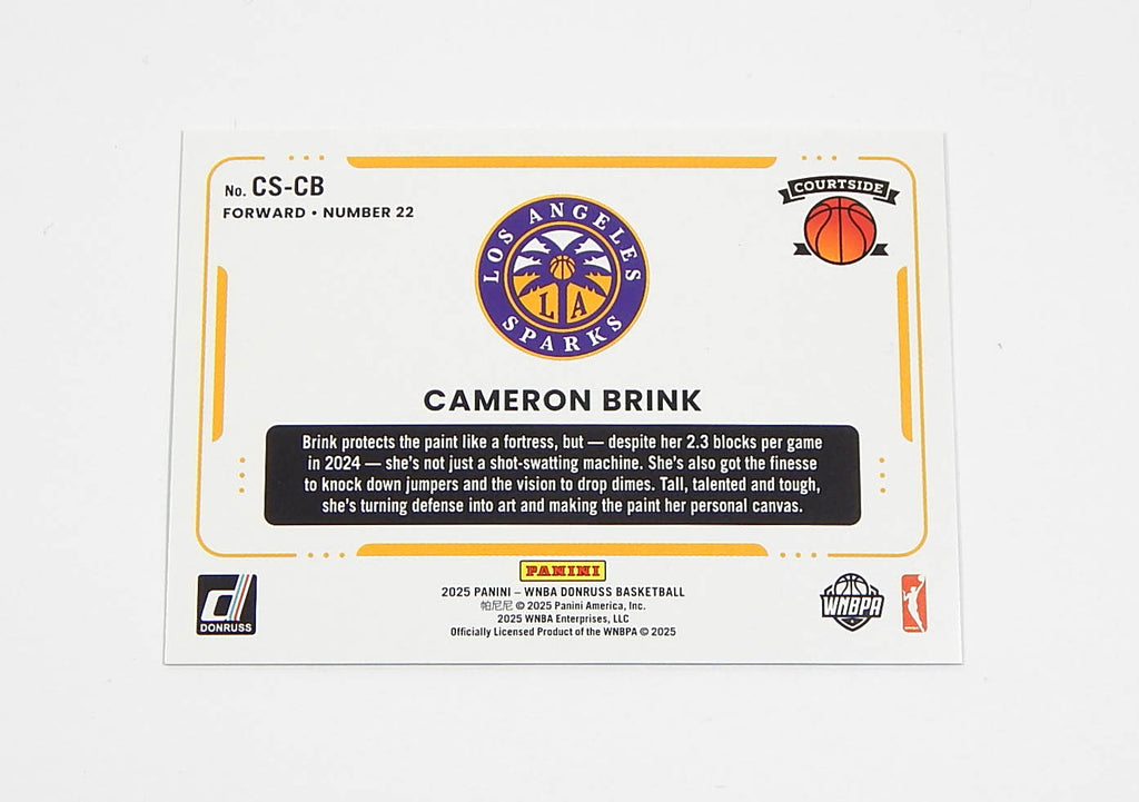 2025 Panini Donruss WNBA Courtside Cameron Brink #CS-CB Case Hit Pic2