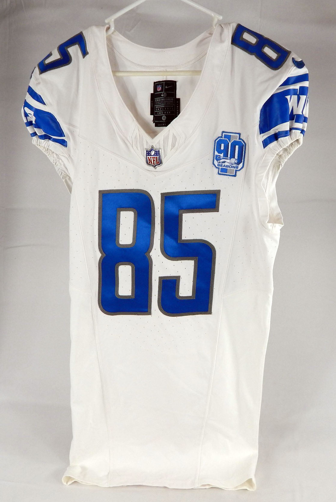 2023 Detroit Lions #85 Game Issued White Jersey 90th Patch NP R  40+4 956