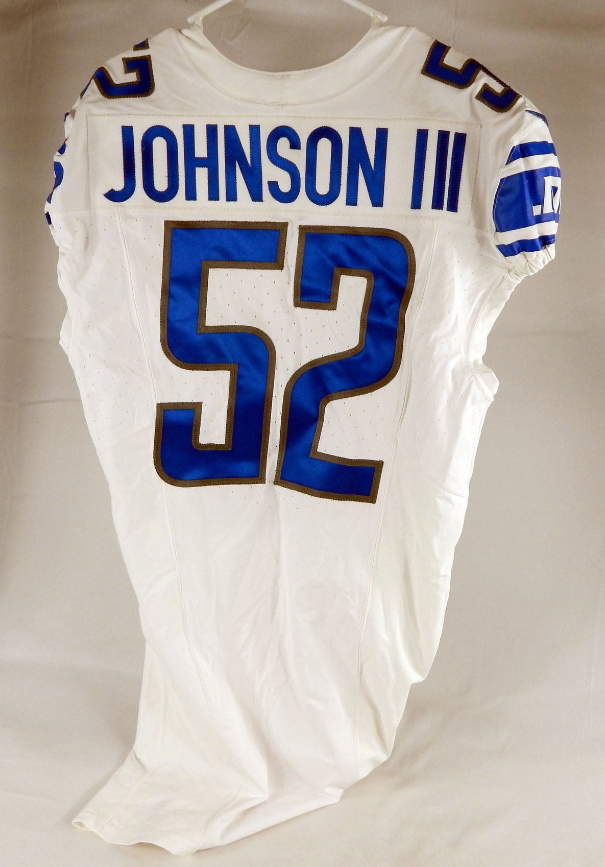 2023 Detroit Lions Raymond Johnson III #52 Game Issued White Jersey 90 Patch 8 Pic2