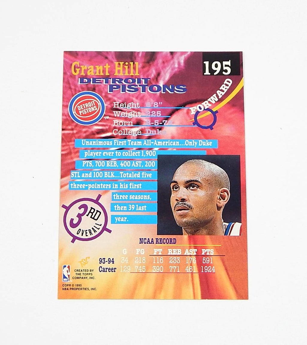 1994-95 Topps Stadium Club First Day Issue Grant Hill RC #195 Rookie Pic2